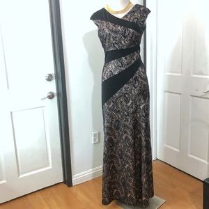 Melrose Champagne and Black Party Maxi Dress